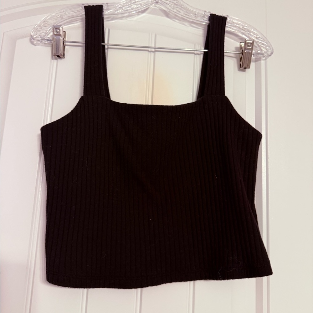 American Eagle Outfitters Black Ribbed Crop Top
